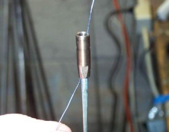 threading a wire through the foil barrel