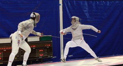 Socha (right) faces off against Sada Jacobson in 2008