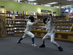 A Fencing demonstration by the Omaha Fencing Club at Borders Books