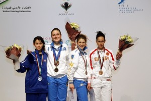 Lee Kiefer (left) won silver at the 2011 Cadet Women's Foil World Championships