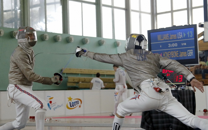 James Williams fencing in Warsaw