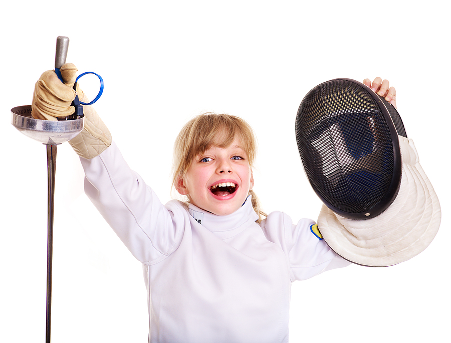 Child ready to fence