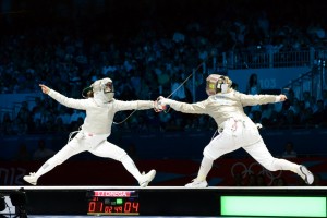Mariel Zagunis (right) in action at the 2012 London Olympics. Photo C.Harkins