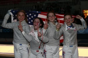 The US women's sabre girls take the last title of the 2013 Junior and Cadet world championships. Photo S.Timacheff/FencingPhotos.com