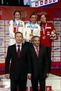 Medalists for the women's foil event.