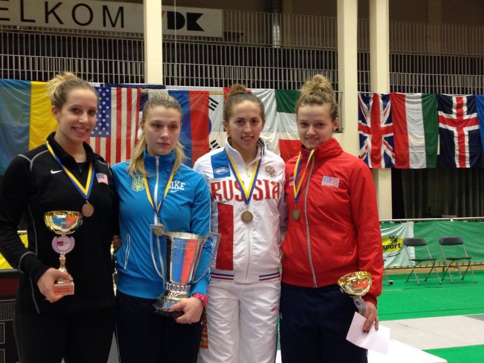 The USA placed 2 fencers on the podium in Women's Sabre as Mariel Zagunis took silver and Dagmara Wozniak bronze. (photo via Mariel Zagunis - Facebook)