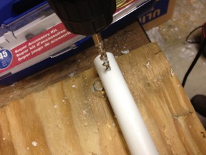 Be careful to drill slowly or the PVC may crack.