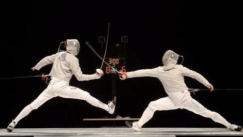 Gu fencing Dolniceanu in the finals via Yahoo News