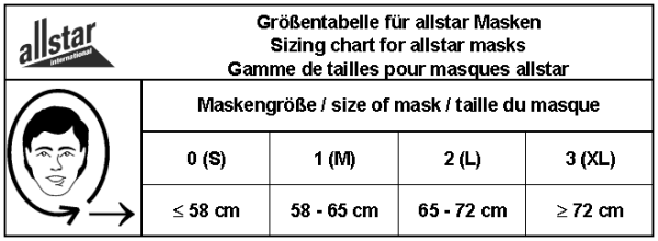 fencing mask size chart
